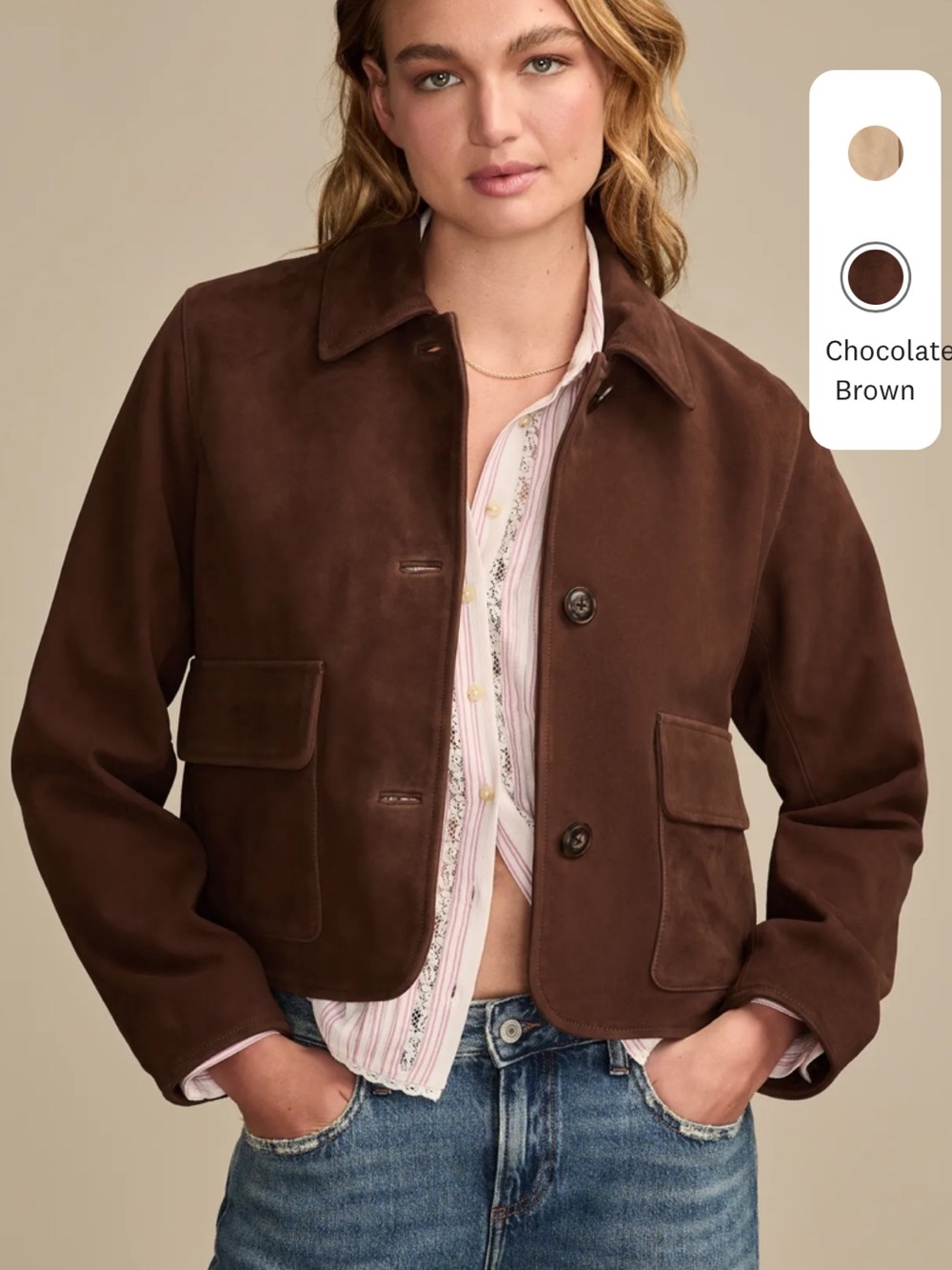 Lucky Brand Suede Jacket - Chocolate Brown | Sz Med - Picture 2 of 7